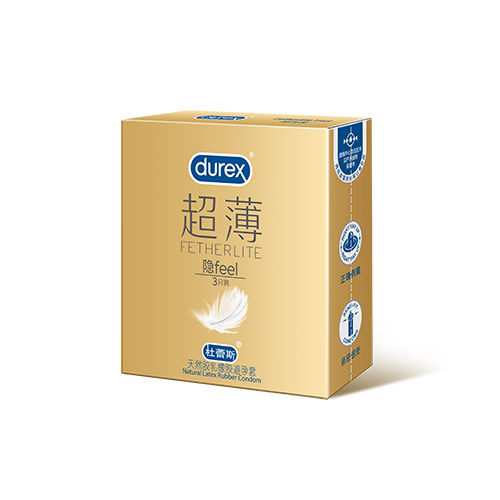 Durex Fetherlite Feel 3-count official packaging reference. Confirm the supplied packaging version.