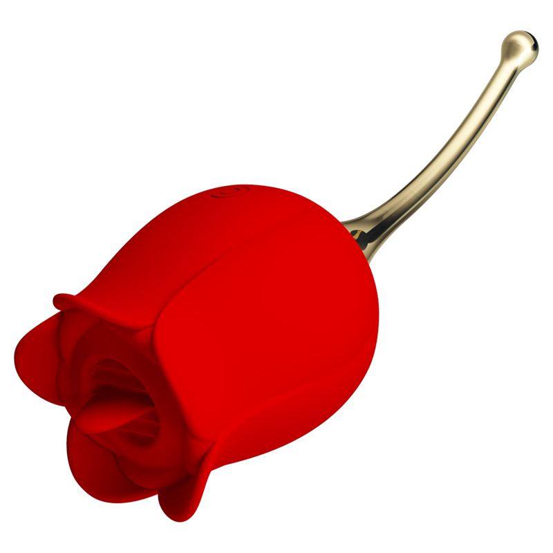 BI-014915: angled rose head and gold-colored handle.
