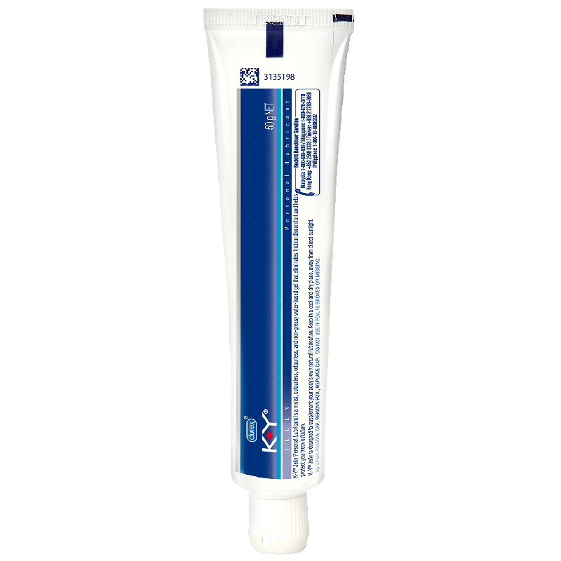 Durex K-Y 50 g: rear of the labeled 50 g tube and ribbed screw cap.