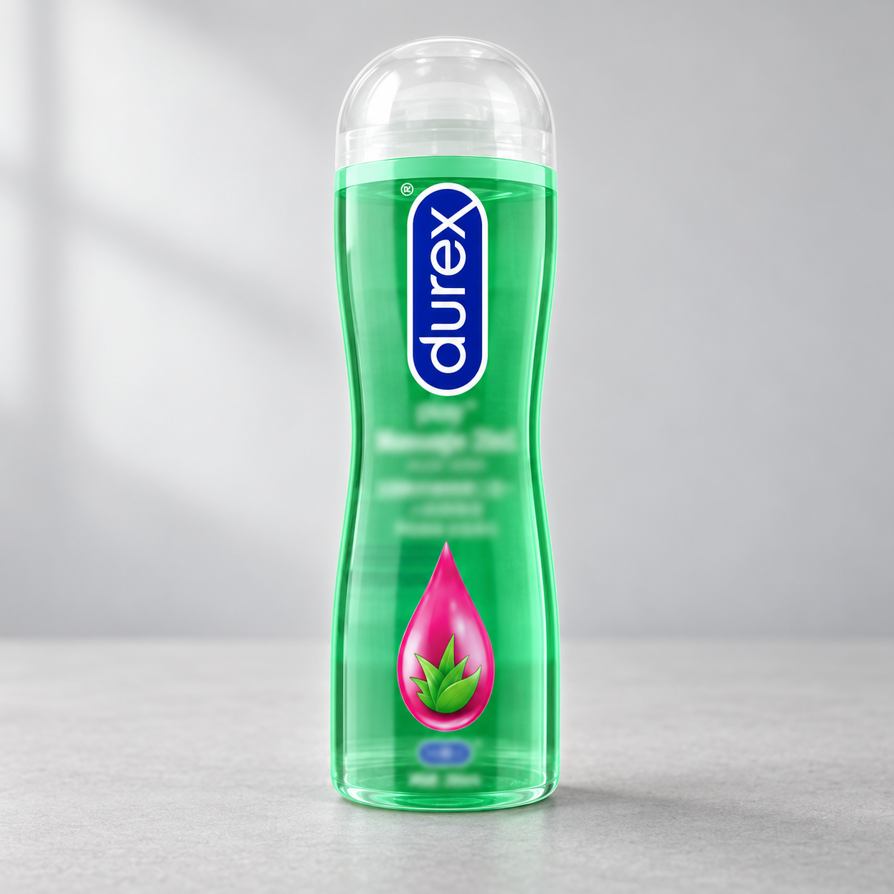 Durex soothing massage two-in-one lubricant 200ml — AI product appearance mockup based on the catalog photograph. Appearance and packaging details may be reconstructed; use the original photos and confirmed supplier specifications before ordering. This is a concept illustration, not an actual product photograph.